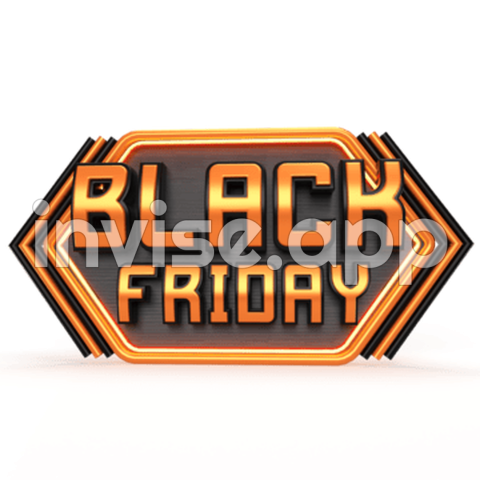 Neon Black Friday - Black Friday Sale Banner Template Design 3D Render Realistic, Black