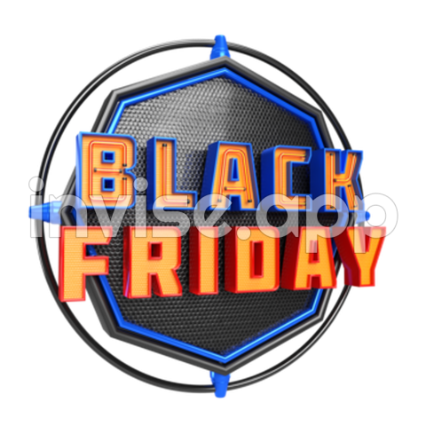 Black Friday Sale Isolated 3D Rendering Logo, Black Friday Logo, Neon - Neon Black Friday