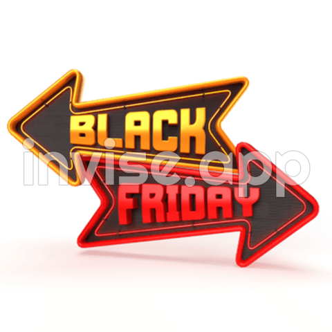 Neon Black Friday - 3D Black Friday With White Elements And Money Symbols Surrounding A Red