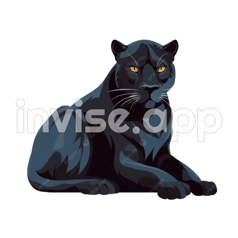 Black Panther Animal Art - Cartoon Hand Drawn Black Panther Animal, Cartoon, Hand Painted, Black