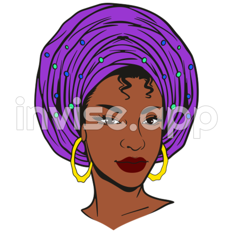 Black Queen With Head Wrap Turban Svg Melanin Goddess Diva Svg - African American Queen Art