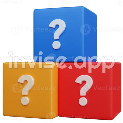 Question Block - 3D Rendering Three Colorful Blocks With Question Mark Icon Isolated