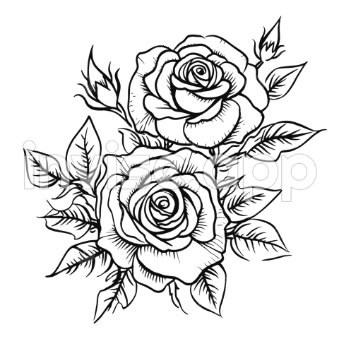 Black And White Drawing Of Flower Roses Outline Sketch Vector, Flower - Beatiful Rose Black And White