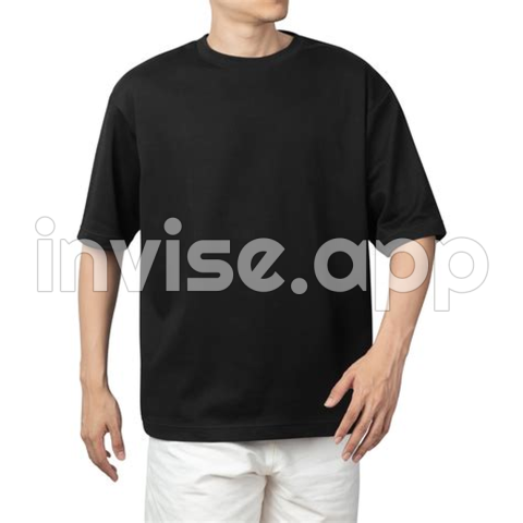 Man In Black Oversize T Shirt Mockup, Design Template 8514467 - Black T-Shirt Texture