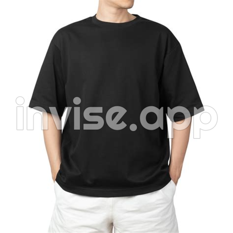 Oversized T Shirt Template - Black Shorts