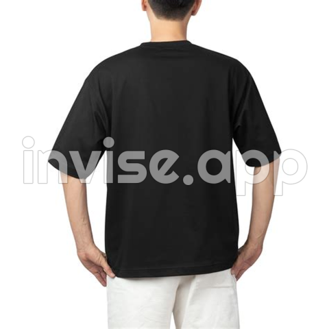 Black T-Shirt Back - Man In Black Oversize T Shirt Mockup, Design Template 8519731