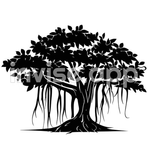 Tree Picture Clip Art Black And White - Banyan Baum Schwarz Und Wei Clip Art Transparent Hintergrund