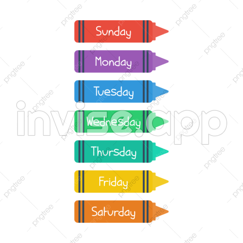 Days Of The Week With Crayon, Days Of The Week, Days Of The Week Vector - Black Week Game