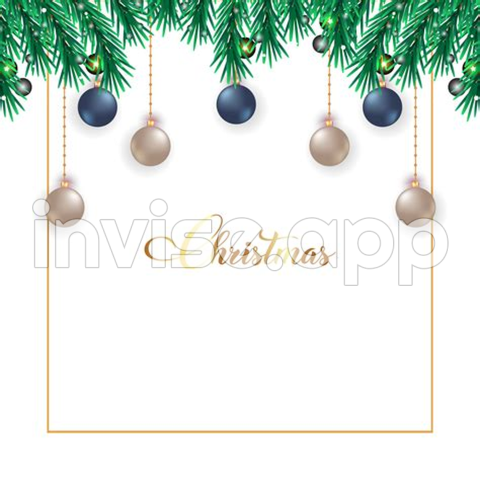 Christmas Social Media Banner Elements With Realistic Pine Leaves - Christmas Promo Background