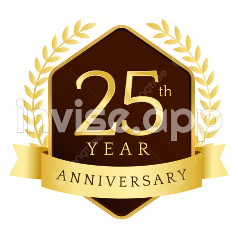 Anniversary Promotion - 25Th Year Anniversary Emblem Logo With Golden Color Paddy And Ribbon