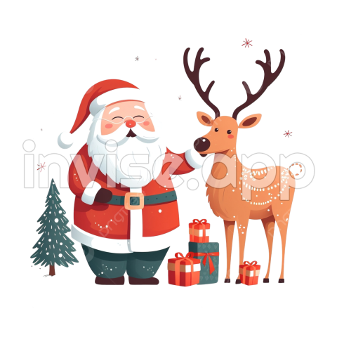 Christmas Promotional Items - Christmas Sale, Santa Claus And Deer With Gifts Announces Holiday