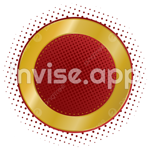 Promo Circle Vector - Round Red And Gold Banner Dots Promotion Element Vector Art, Round Red