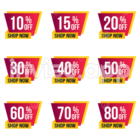 Gambar Label Harga Stiker Diskon Persen Berbeda Yang Transparan Set - Brosur Diskon