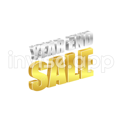 Year End Sale Vector Hd Images, Letter Year End Sale 3D Gold Design - Year End Promo