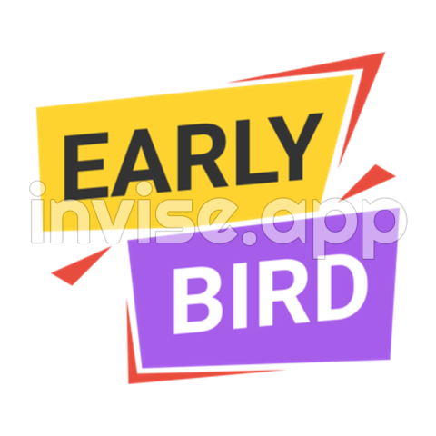 Early Bird Promo - Yellow Purple Early Bird Banner Vector, Early Bird Sale, Early Birds