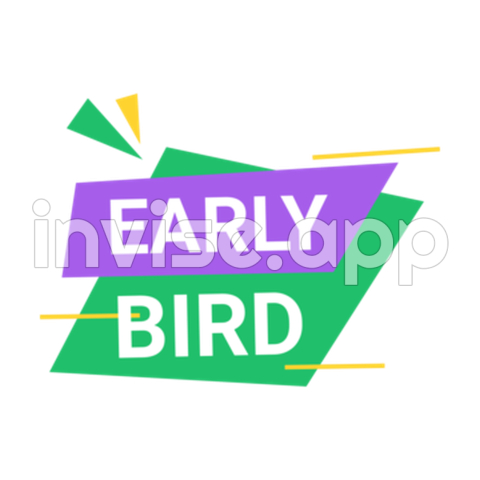 Early Bird Award - Yellow Purple Early Bird Banner Vector, Early Bird Sale, Early Birds