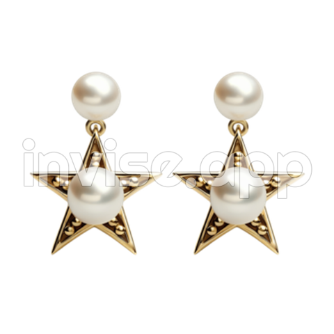 Gold Earring Star And Pearl , Earring, Jewelry, Star Transparent - Star Earrings