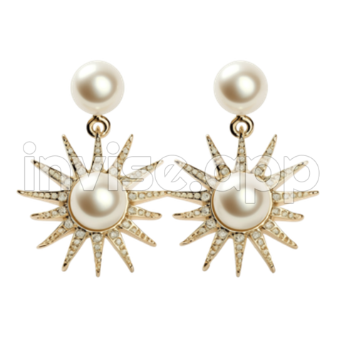 Gold Earring Star And Pearl , Earring, Jewelry, Star Transparent - Celestial Earrings