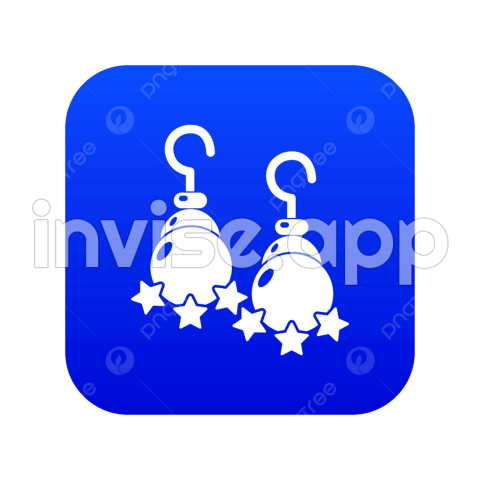 Star Earrings - Moon Star Vector Art , Moon Star Earrings Icon Blue Vector Isolated