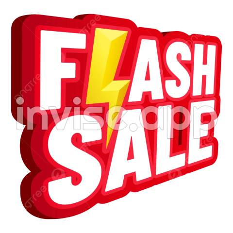 Promo Flash - 3D Red Flash Sale Label Or Logo With Yellow Lightning Vector, 3D Red