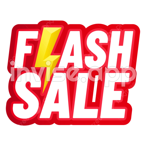 Promo Flash Sale - Flash Sale Label With Yellow Lightning Vector, Flash Sale Label