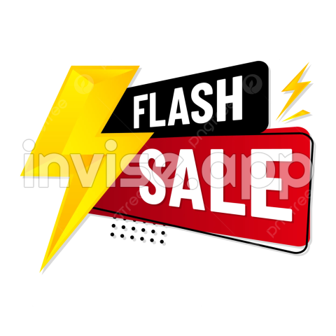 Flash Sale Clip Art - Flash Sale Or Discount With Thunder And Gold Red Black Color Vector