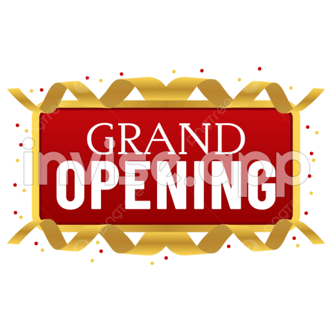 Grand Opening Red Board With Gold Ribbon Vector Element Design Banner - Grand Opening Promotion