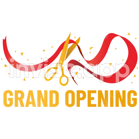 Grand Opening Promotion - Grand Opening Text With Red Ribbon And Scissors Vector, Grand Opening