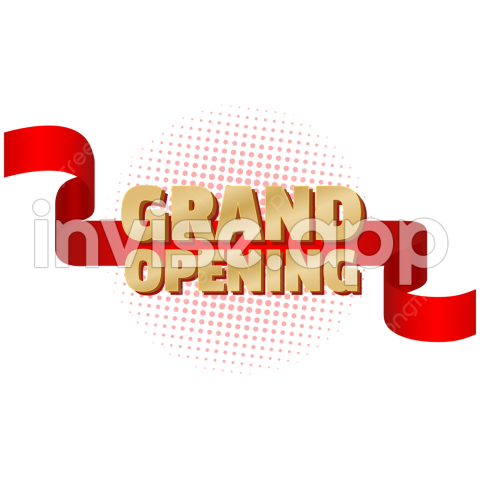 Opening Promo Poster - Grand Opening Text With Red Ribbon Halftone Design Vector, Grand