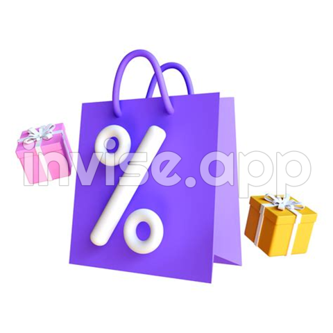 Paper Bags With Big Percent, Promo Code Concept, Earn Point And Get - Target Promo Code