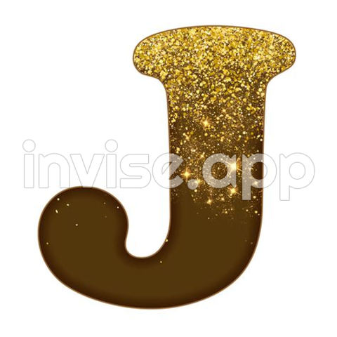 Glitter Alphabet Letters J - Half Gold Glitter Alphabet 16691987