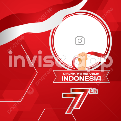 Gambar Desain Template Hari Kemerdekaan Indonesia Red Twibbon, Twibbon - Contoh Poster Kemerdekaan Indonesia