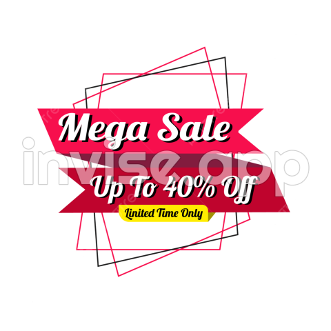 Mega Promo Banner - Mega Sale 40 Off Banner And Discount Lable Design, Mega Sale, 40 Off