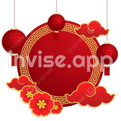 Red Chinese New Year Decoration With Gold Border Lantern Flower And - Bober Tea Chinese New Year Promo