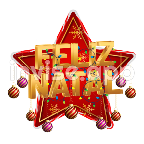 Feliz Natal 3D Rojo Y Dorado Con Decoracion De Luz De Bola De Navidad - Promo Natal Foto Keluarga