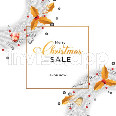 Christmas Sale Banner Design With Red And Golden Color Decorative - Promo Navidad