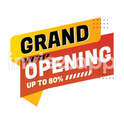 Grand Opening Modern Gradient Design Text Vector With Gold Ribbon - Opening Promo