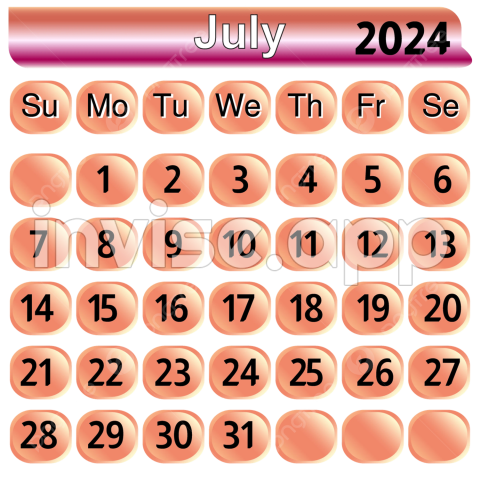 Kalender Bulan Juli 2024 Warna Pink Vektor, Kalender Juli 2024 - Promo Bulan Juli