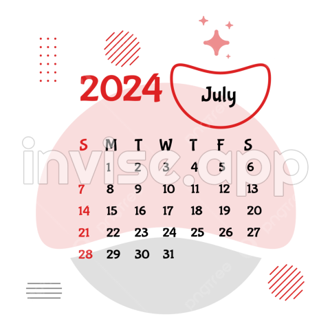 Promo Bulan Juli - Gambar Juli 2023 Desain Kalender Bulanan Vektor, Juli 2024, Kalender