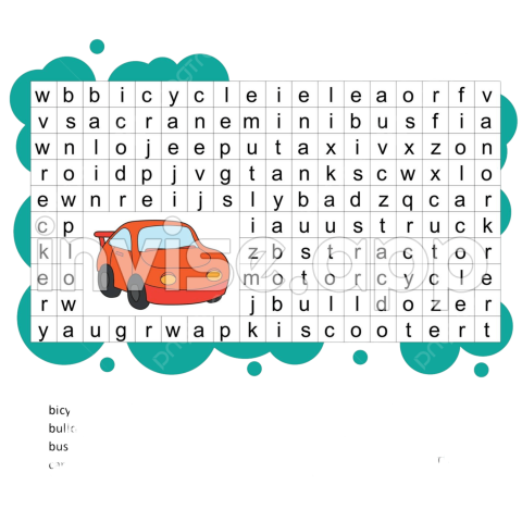 Enjoyable Education Game For Kids Transportthemed Word Search Puzzle - Word Games