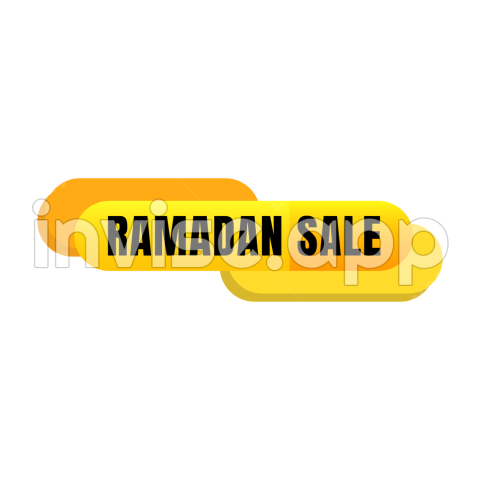 Promo Ramadhan - Ramadan Sale In Yellow Rounded Rectangle Shape For Advertisement Vector