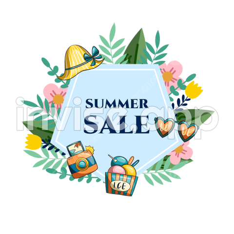 Summer Plants Clipart Transparent Background, Blue Summer Decorative - Summer Promo Items