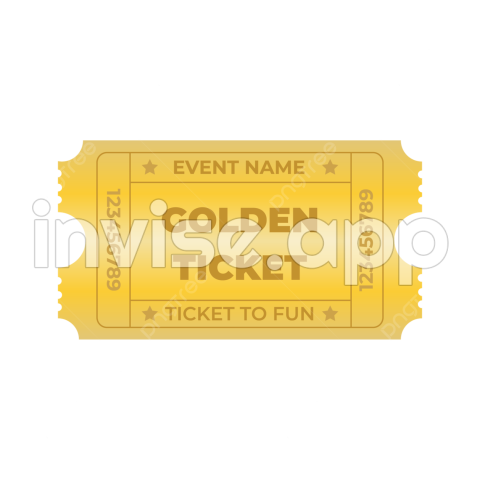 Golden Ticket Party Coupon Vector Illustration With A White Background Can Be Used To Print - Foto Animasi Ticket Promo Polos