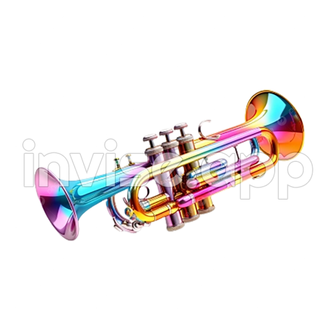 Colorful Brass Trumpet Concept White Background, 3D, Song, Brass Transparent Image And - Brass Trumpet