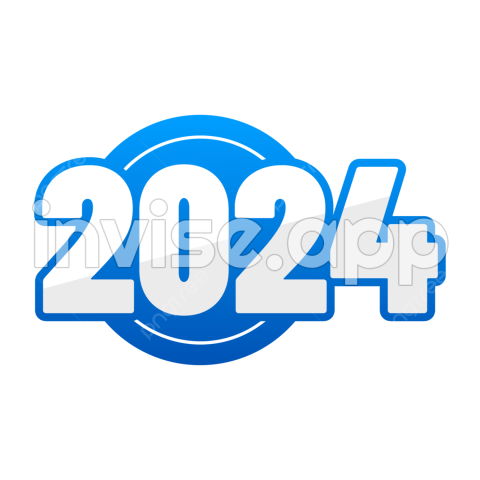 2024 Years Label In Blue Vector, 2024, Gradient, Year And Vector With Transparent Background - Promo 2024