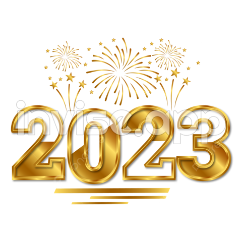 3D Luxury Golden 2023 With Gold Happy New Year Transparent Background Fireworks, 2023, 2023 Text - 2023 Promo Campaign