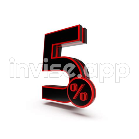 2X1 Promo - Free 3D Number 5 Percentage Red Black, Sale Discount, Sale Promo 21451464 With Transparent