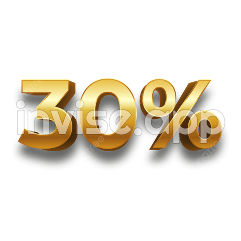 Golden 30 Percent Off Discount Sale Label 3D Design Vector, 30, 30 Percent, 30Th And Vector - Sale 30 Percent Off