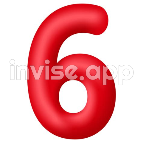 6 - Red 3D Number Six Isolated On Transparent Background Decorative Elements For Banner, Birthday