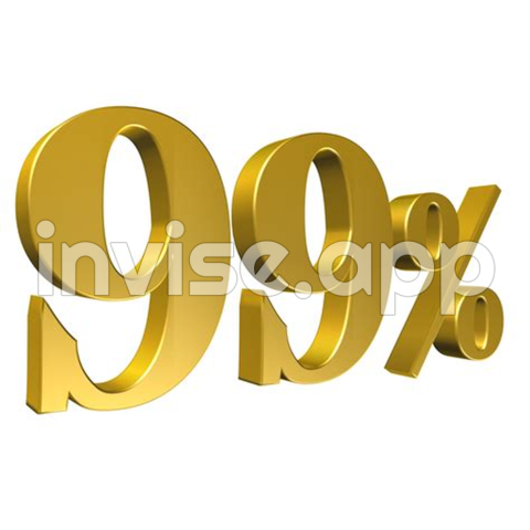 99 Por Ciento De Oro Numero Noventa Y Nueve Renderizado 3D 8506515 - $ 99.00